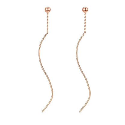 Aretes Largos de Ondas con Bolitas