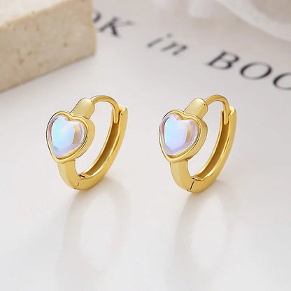Arracadas con Piedra Luna Corazón o Círculo