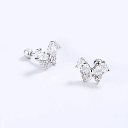 Aretes Mariposa Brillante con Cierre de Rosca