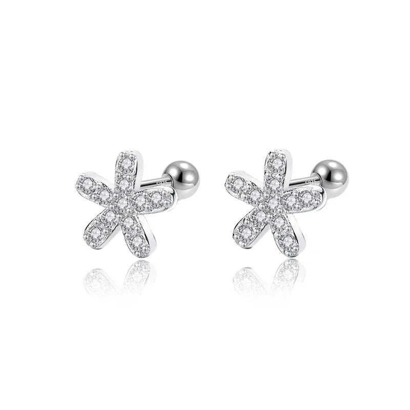 Aretes Flor Brillante con Zirconias