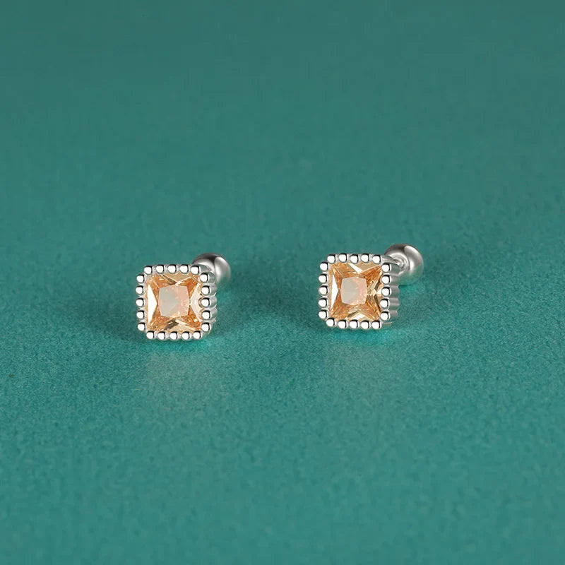 Aretes Cuadrados de Zirconia de Color