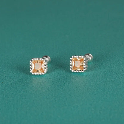 Aretes Cuadrados de Zirconia de Color