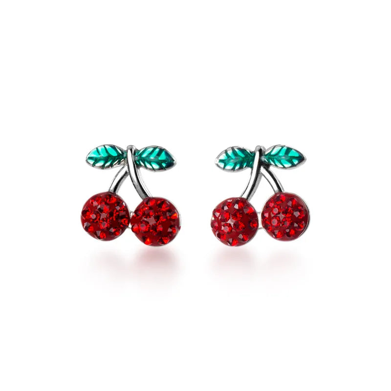 Aretes Cerezas Rojas con Zirconias