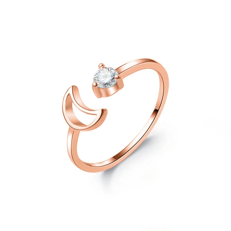 Anillo Abierto Luna con Zirconias