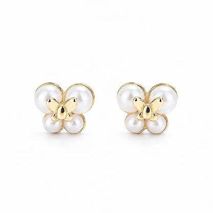 Aretes Doble Mariposa con Perla