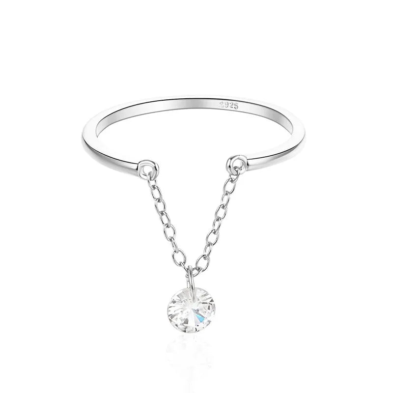 Anillo Abierto de Cadena con Zirconias