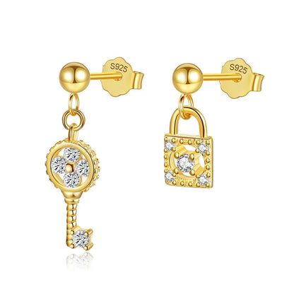Aretes Asimétricos Llave y Candado