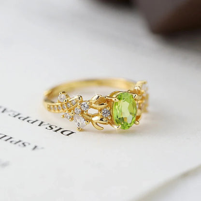Anillo Flor con Cristal Natural Ajustable