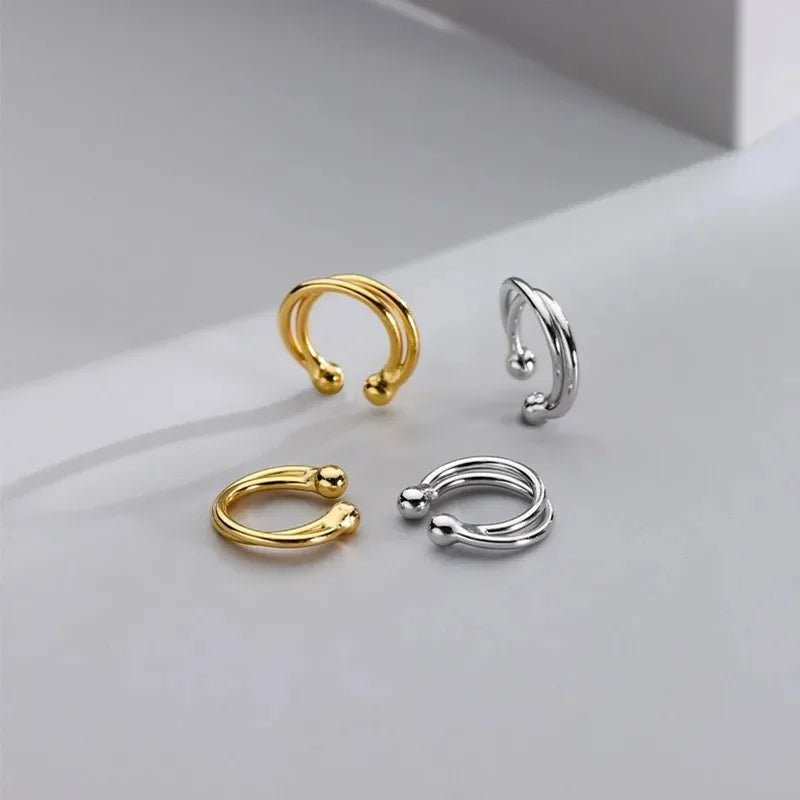 Aretes de Clip Doble Capa