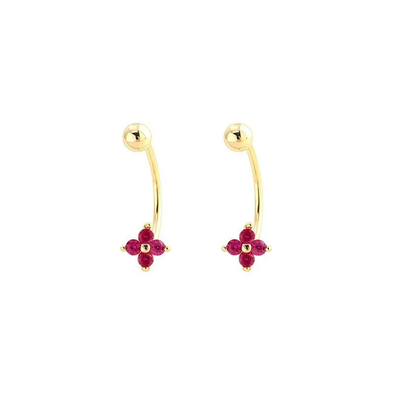 Aretes Trébol de Cuatro Hojas con Zirconias