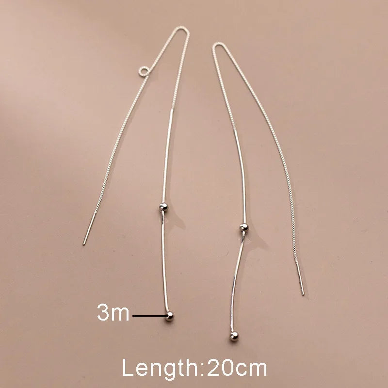 Aretes Largos de Cadena con Esferas