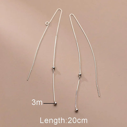 Aretes Largos de Cadena con Esferas