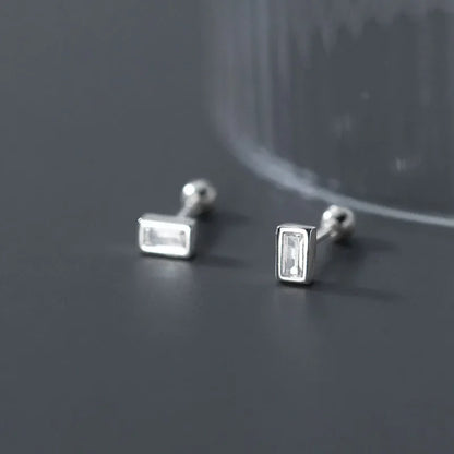 Aretes Zirconia Cuadrada Blanca o Negra