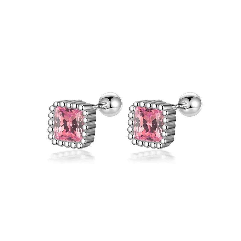 Aretes Cuadrados de Zirconia de Color