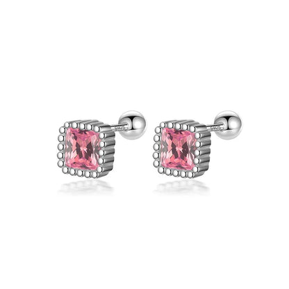 Aretes Cuadrados de Zirconia de Color