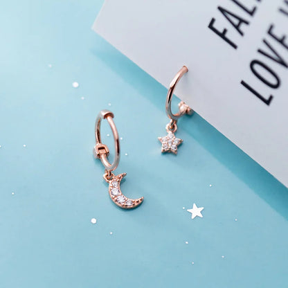 Arracadas con Dijes de Luna y Estrella