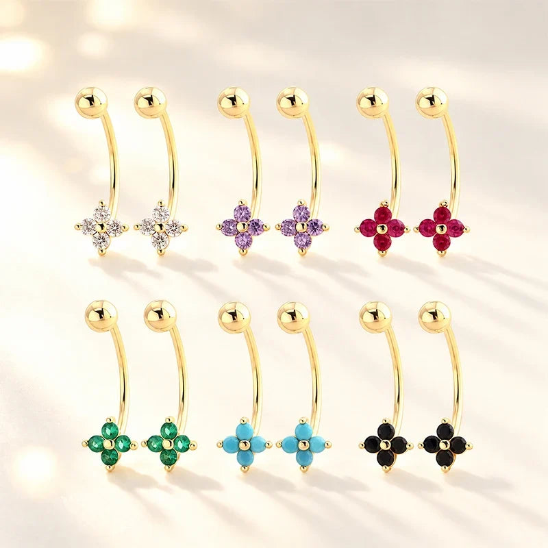 Aretes Trébol de Cuatro Hojas con Zirconias