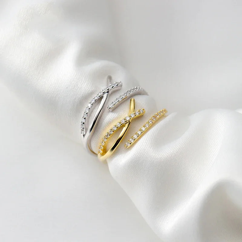 Anillo Cruz Brillante Abierto