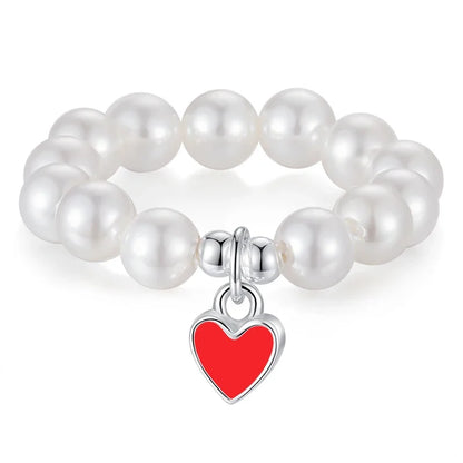 Anillo Abierto Corazón con Perla