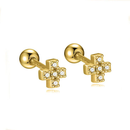 Aretes Cruz con Zirconias de Color