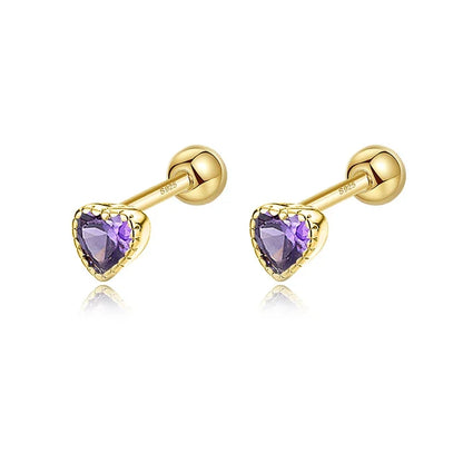 Aretes Zirconia de Color en Cuatro Formas con Rosca