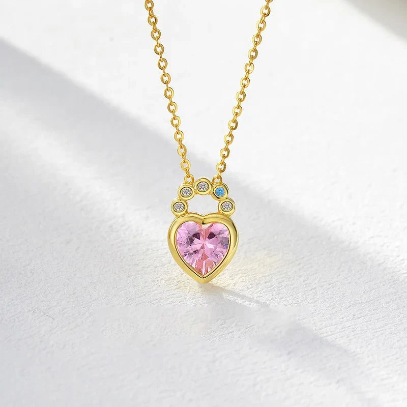 Collar Candado Corazón con Zirconias