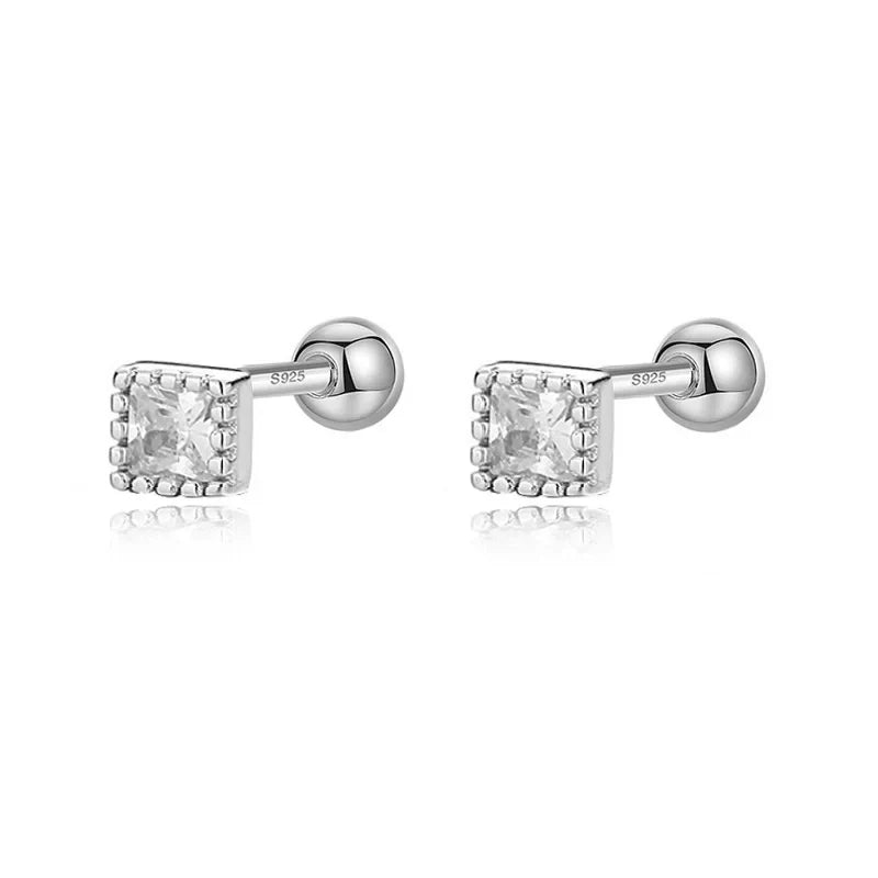 Aretes Zirconia de Color en Cuatro Formas con Rosca