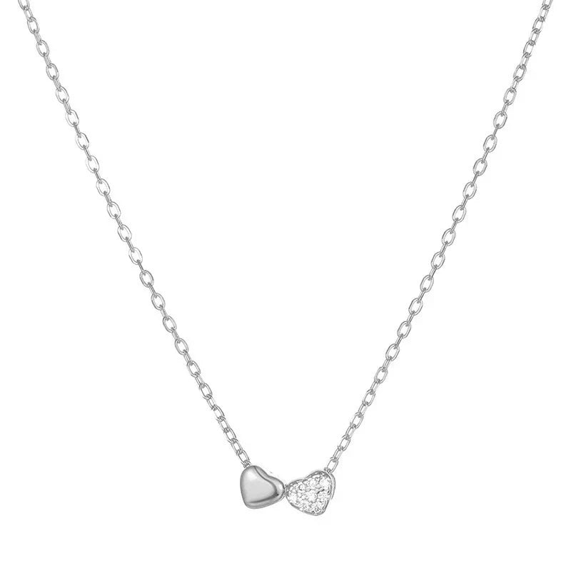 Collar Doble Corazón con Zirconias