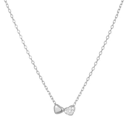 Collar Doble Corazón con Zirconias
