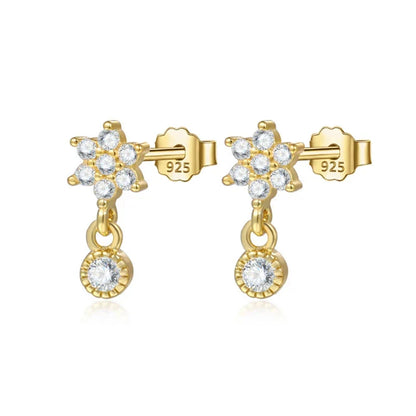 Aretes Flor con Zirconias en Cuatro Estilos