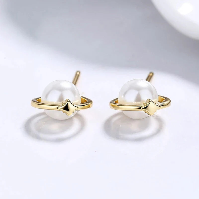 Aretes Planeta con Perla