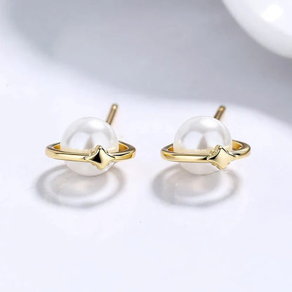 Aretes Planeta con Perla