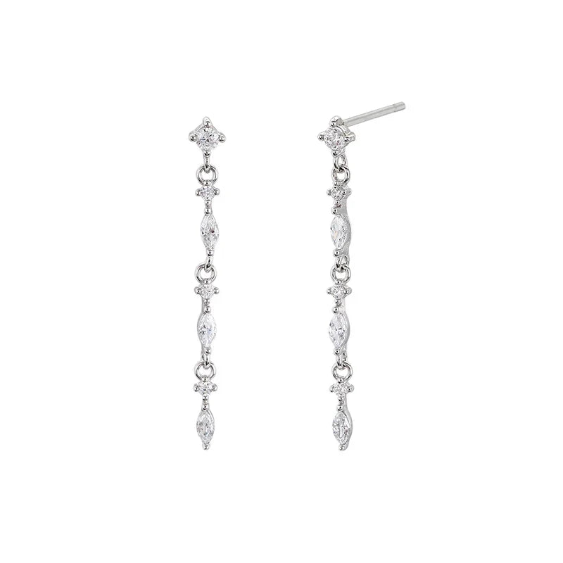 Aretes Largos de Cadena con Zirconias