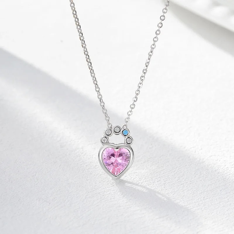 Collar Candado Corazón con Zirconias