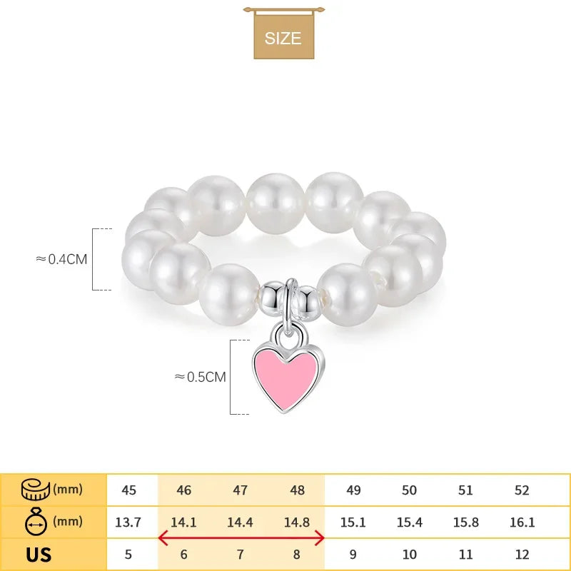Anillo Abierto Corazón con Perla