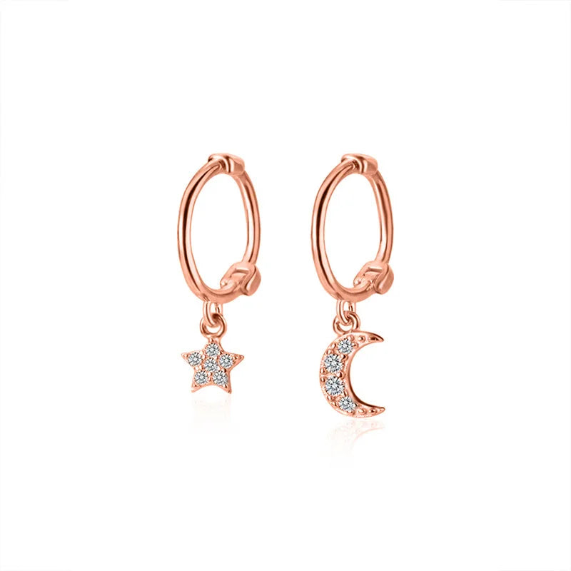Arracadas con Dijes de Luna y Estrella