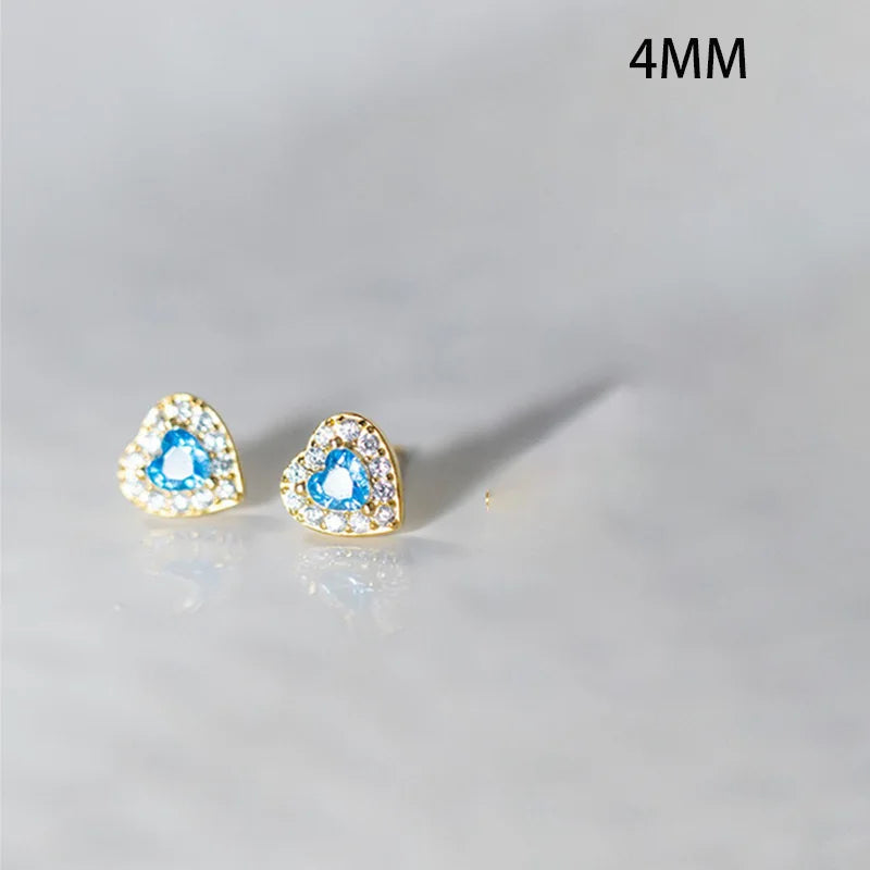 Aretes Corazón con Piedra Azul