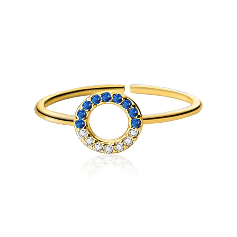 Anillo Geométrico con Zirconia Azul