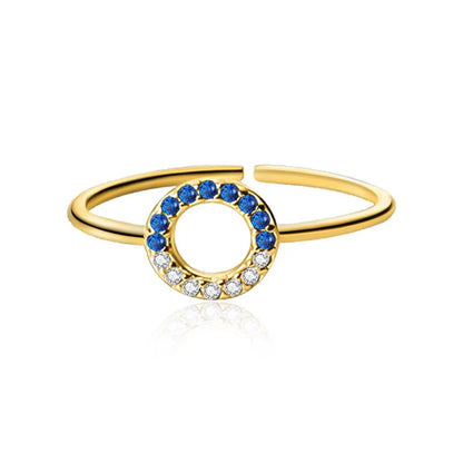 Anillo Geométrico con Zirconia Azul