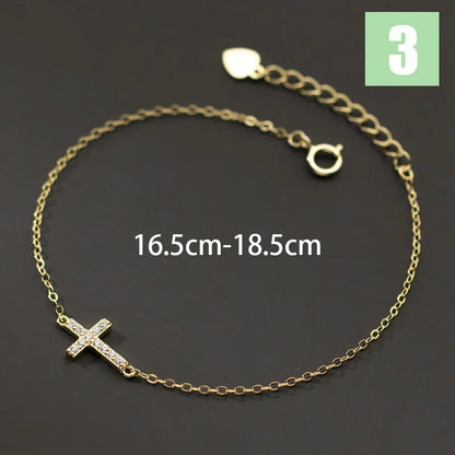 Pulsera Cadena Fina con Corazón y Cruz