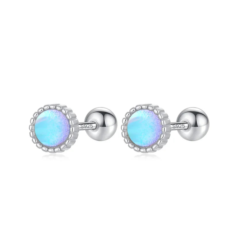 Aretes Piedra Luna Redonda