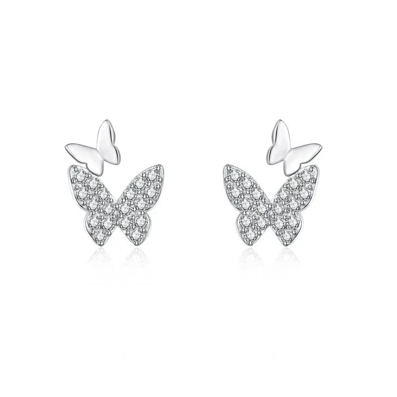Aretes Mariposa con Zirconias en Dos Modelos