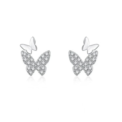 Aretes Mariposa con Zirconias en Dos Modelos