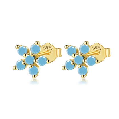 Aretes Flor con Zirconias de Color