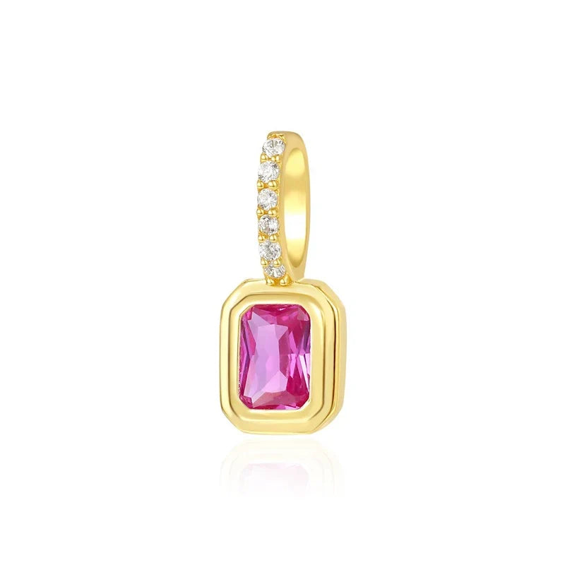 Dije Cuadrado con Zirconia de Color