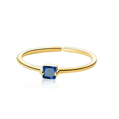 Anillo Geométrico con Zirconia Azul