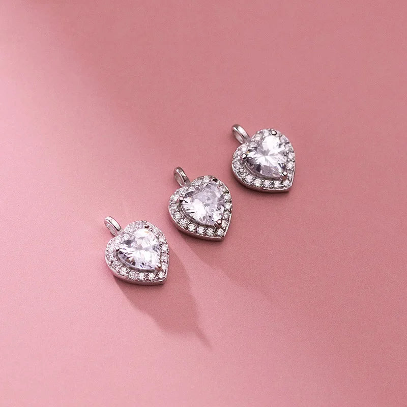 Dije Corazón de Zirconia Plateado