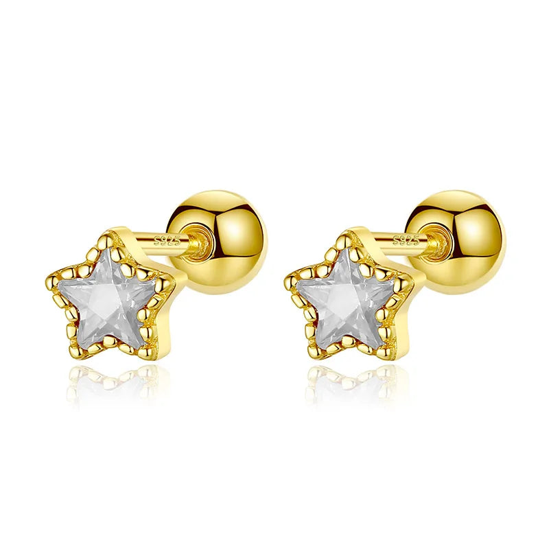 Aretes Zirconia de Color en Cuatro Formas con Rosca