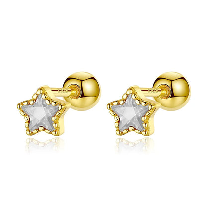 Aretes Zirconia de Color en Cuatro Formas con Rosca