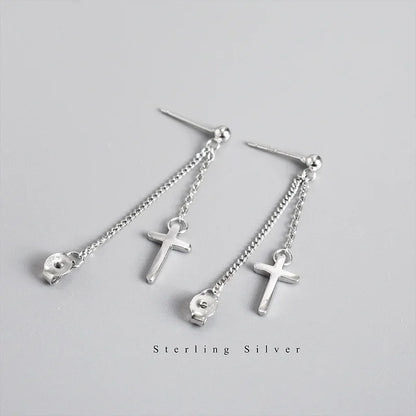 Aretes Cruz con Cadena